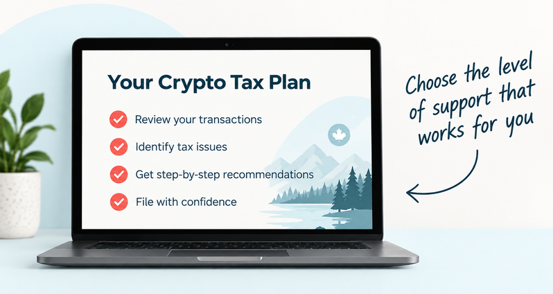 Your Crypto Tax Plan shown on a laptop
